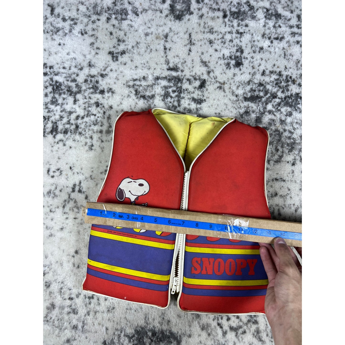 VTG Peanuts 1968 Snoopy Life Vest Jacket Children XS 13x14 Sailboat