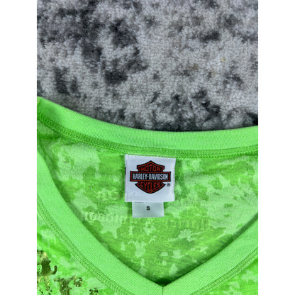 Y2k Green Harley Davidson Lace Top - S