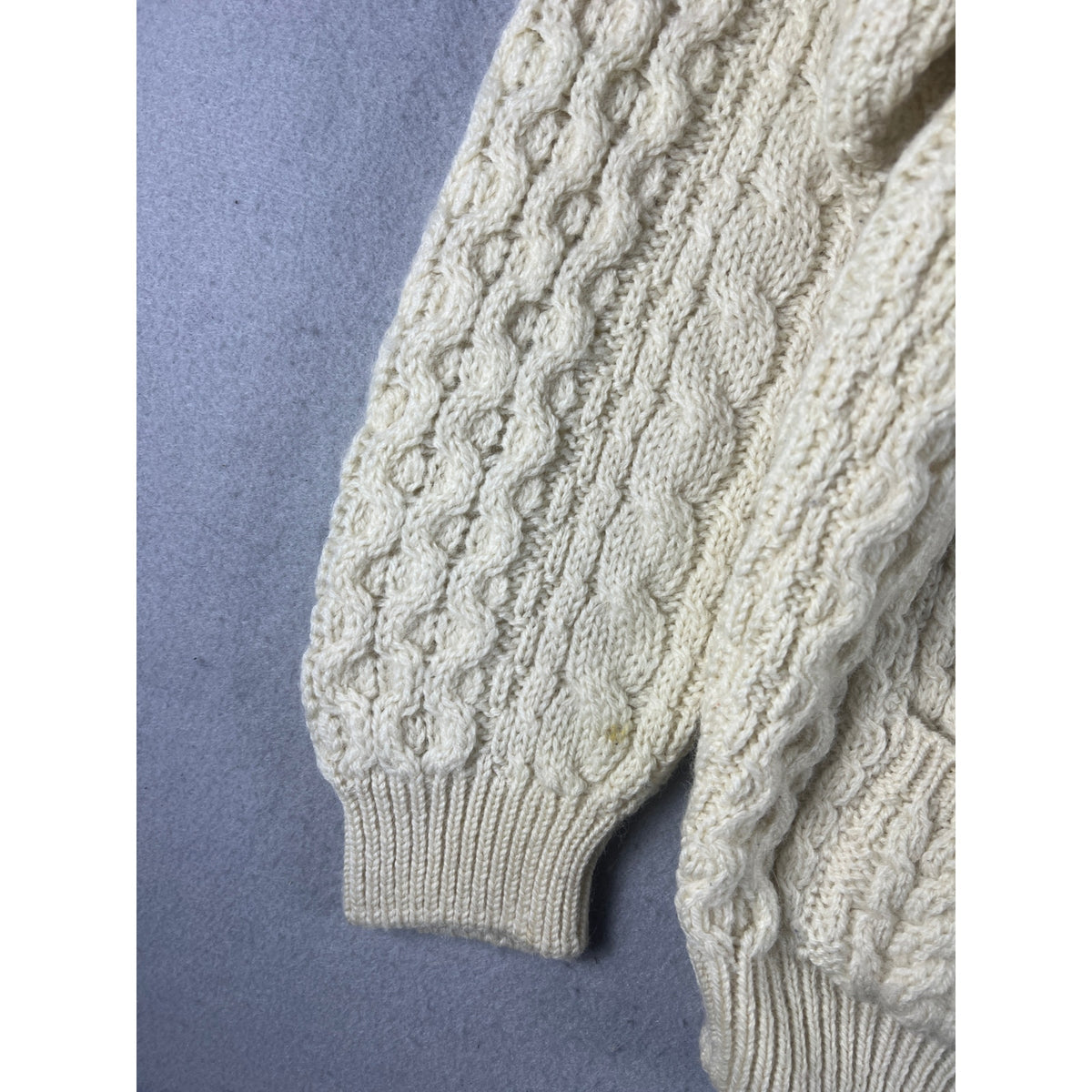 Vintage Cladyknit Wool Irish Aran Cable Knit Cardigan - M