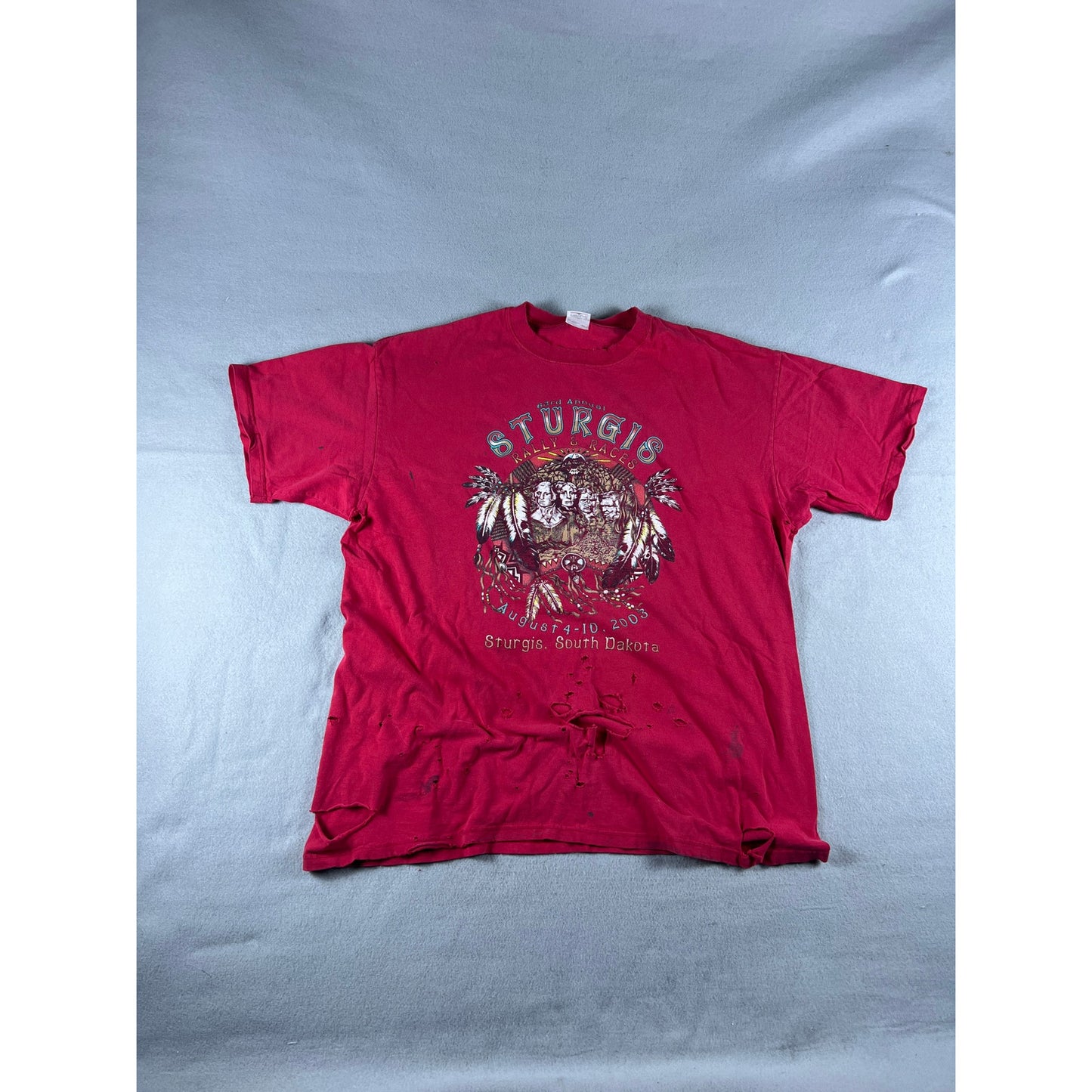Vintage Sturgis South Dakota Thrashed T-shirt - XL