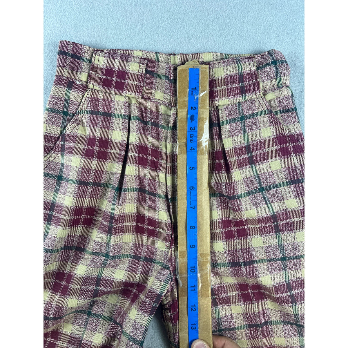 Vintage Womens High Waist Plaid Wide Leg Trousers - 23x31
