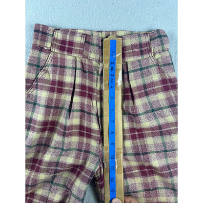 Vintage Womens High Waist Plaid Wide Leg Trousers - 23x31