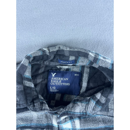 American Eagle Athletic Fit Flannel Plaid Shirt - L