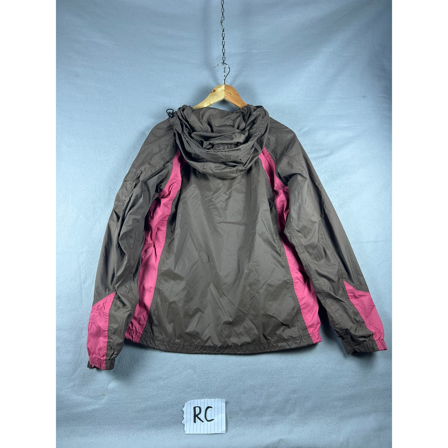 Columbia Jacket Windbreaker Women's Large Brown/Pink Lightweight Full Zip Hood