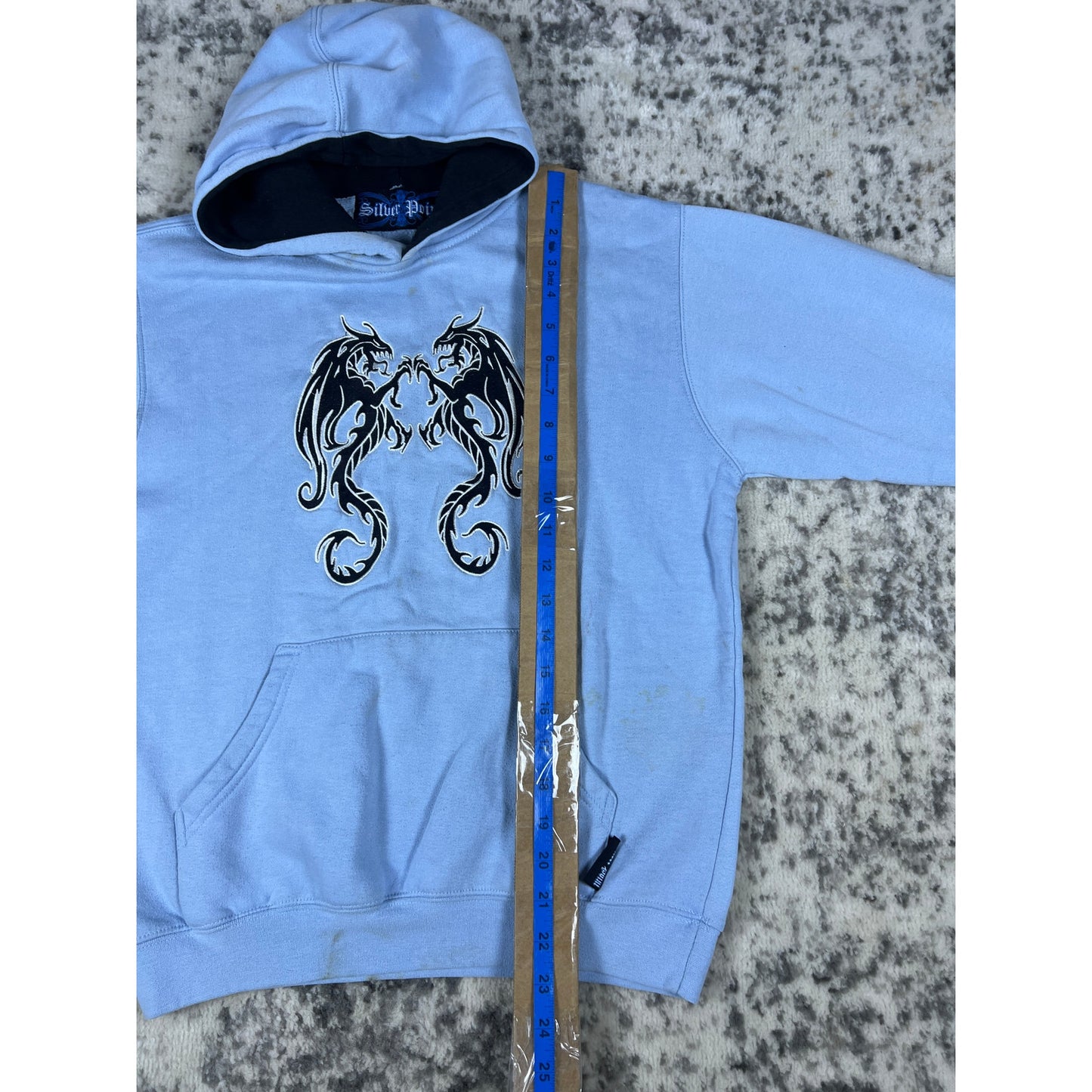 VTG Silver Point Blue Dragon Hoodie - XS