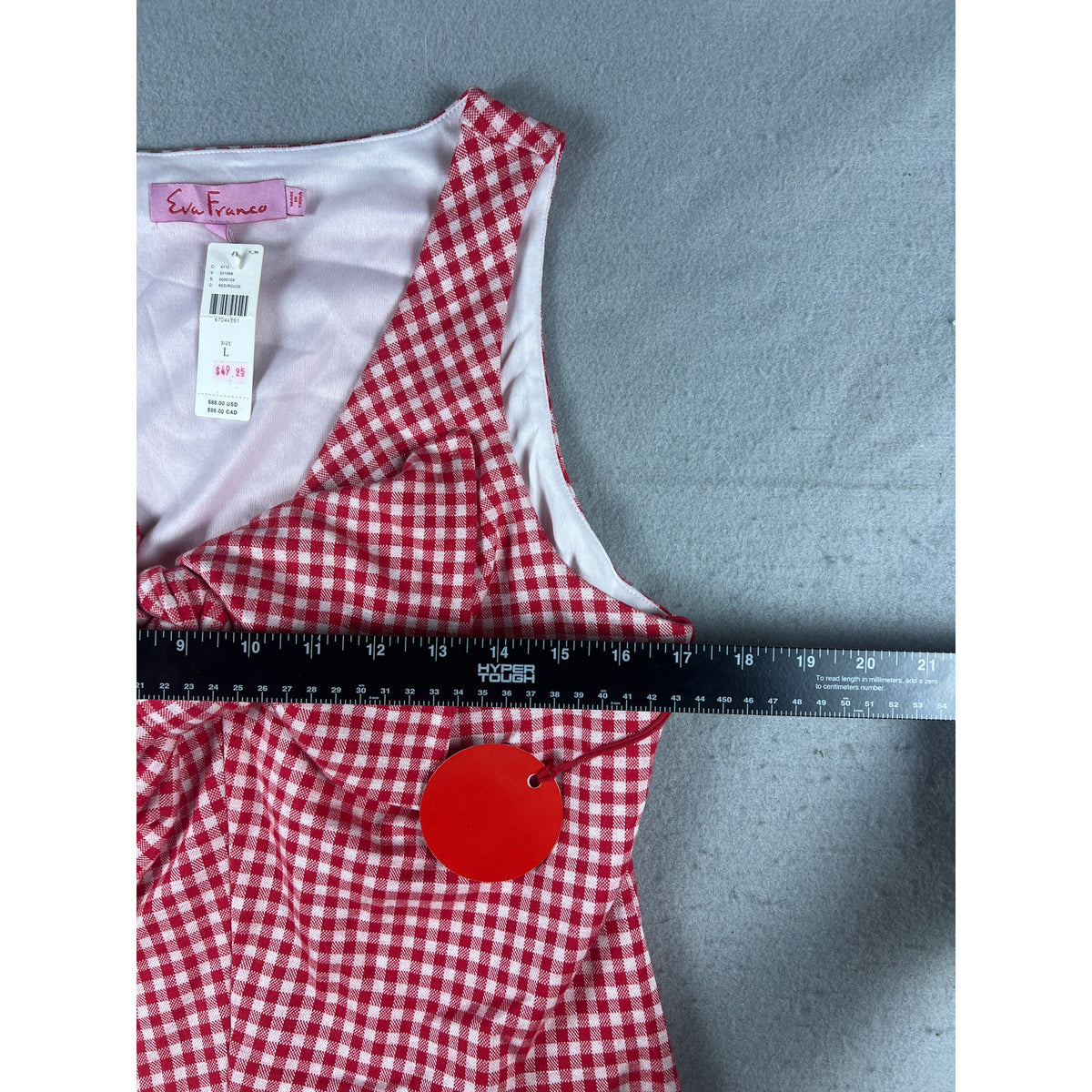 Eva Franco Gingham Crop Tank Top - L