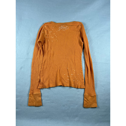 Y2k Billabong Orange Thermal Shirt - M
