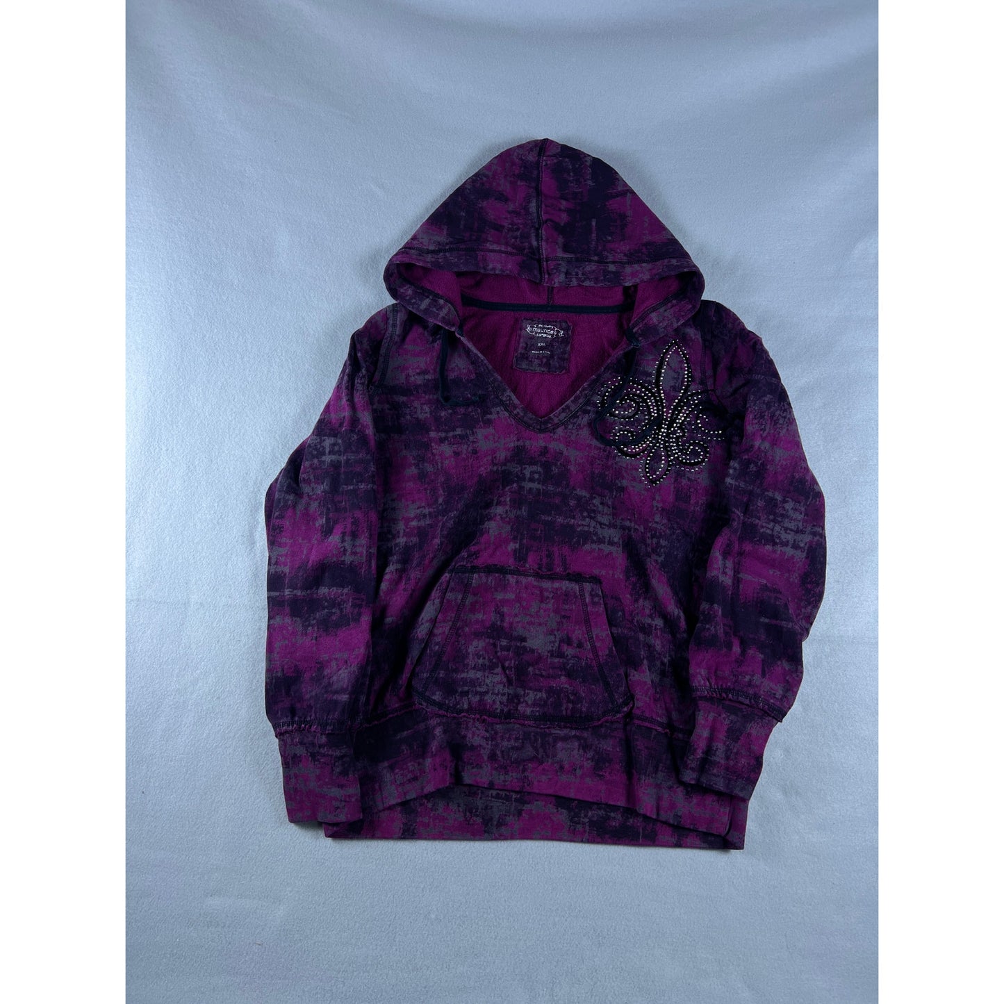 Maurices Acid Wash Rhinestone Hoodie - 2XL