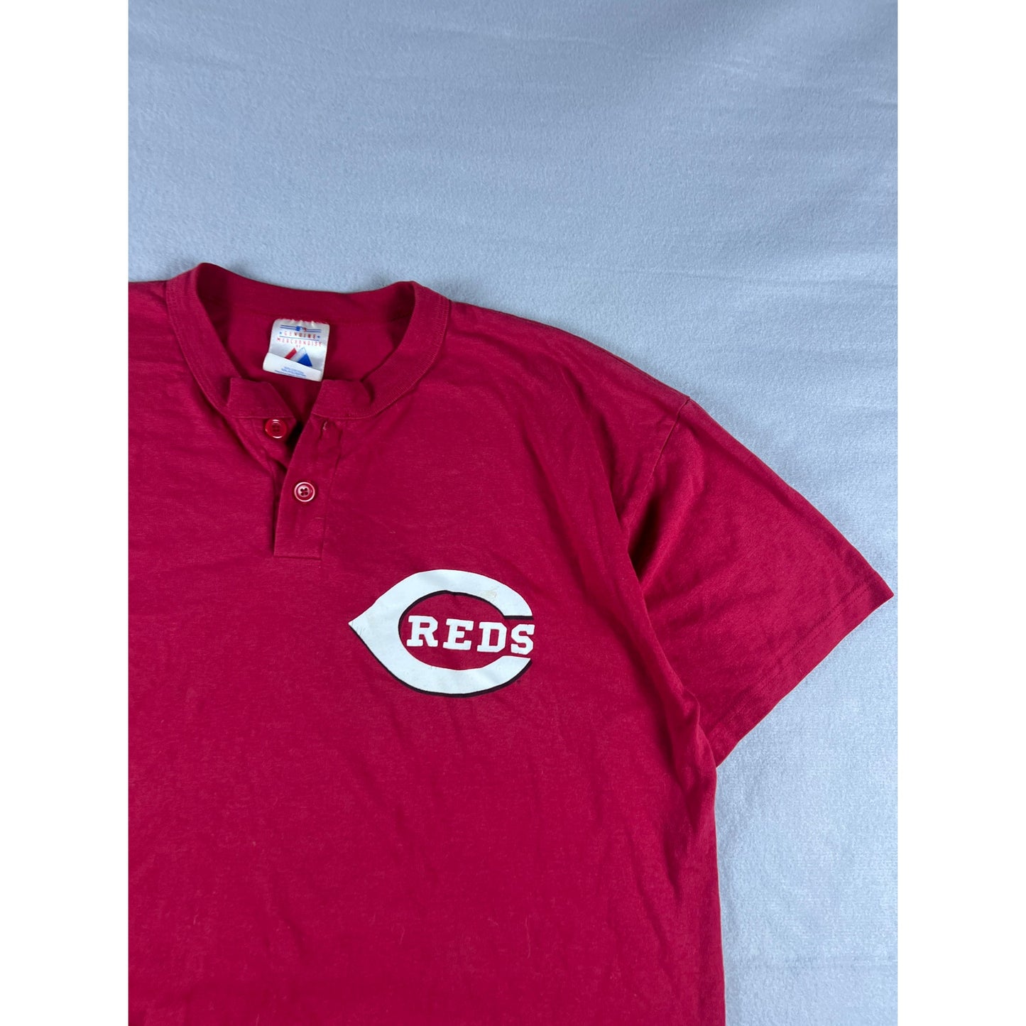 Vintage Cincinnati Reds Henley Shirt - XL Red