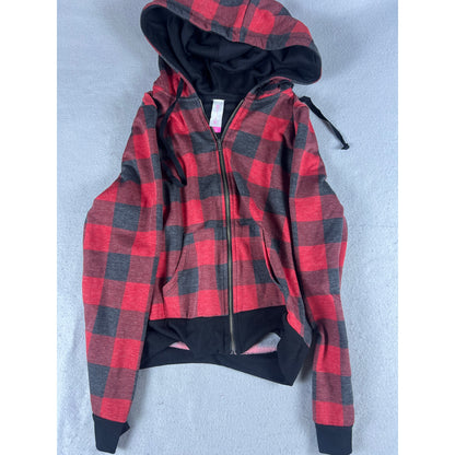 No Boundaries Buffalo Plaid Hoodie Jacket Youth - S