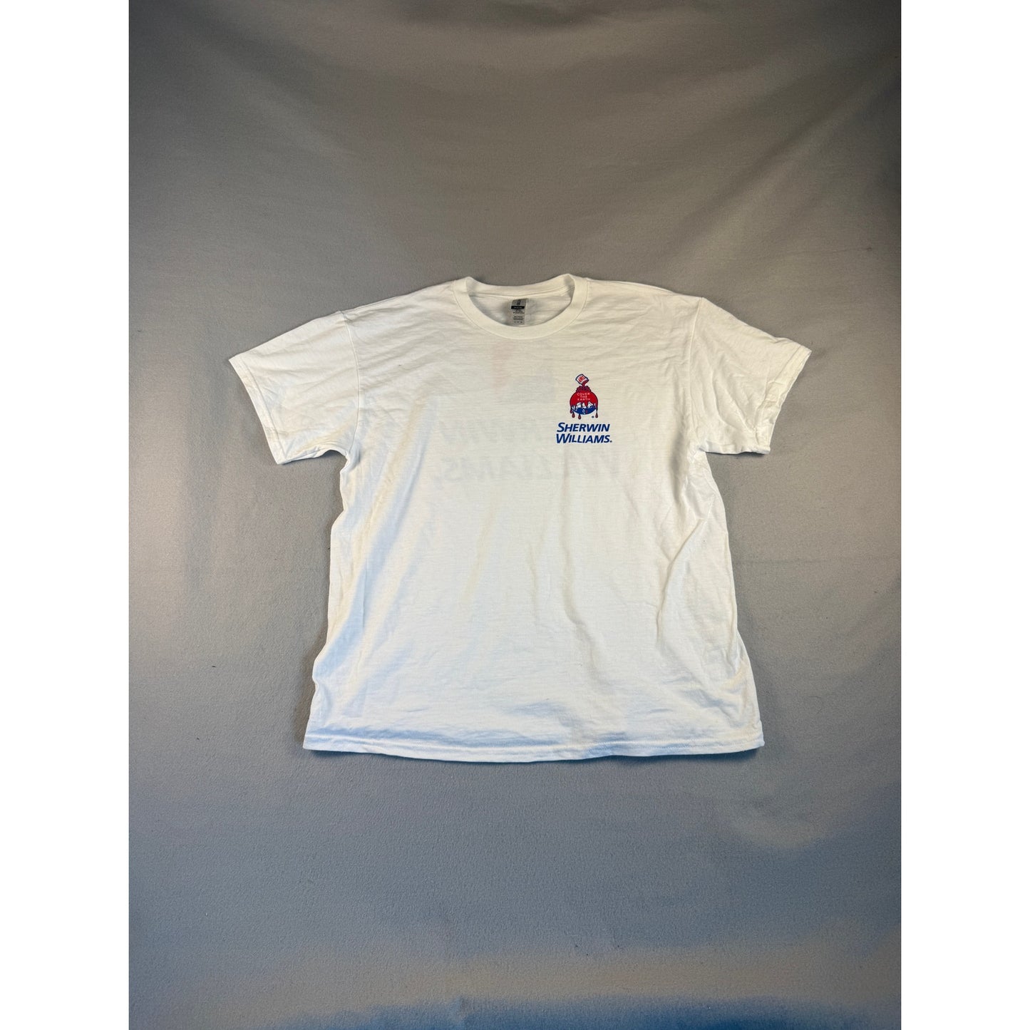 Sherwin Williams T-Shirt Mens L White Crew Neck Cover The Earth Graphics Print