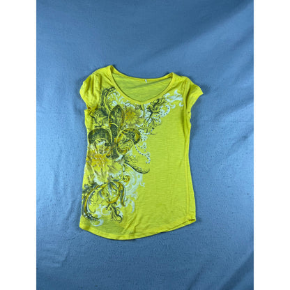 Y2K Fleur De Lis Rhinestone Top Womens - S