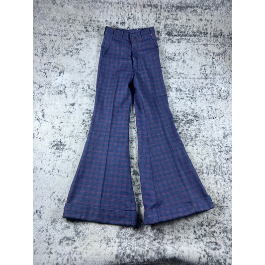 Vintage 70’s Navy Plaid Flare Pants - 22