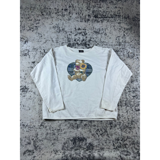 Vintage White Teddy Bear Crewneck - XL