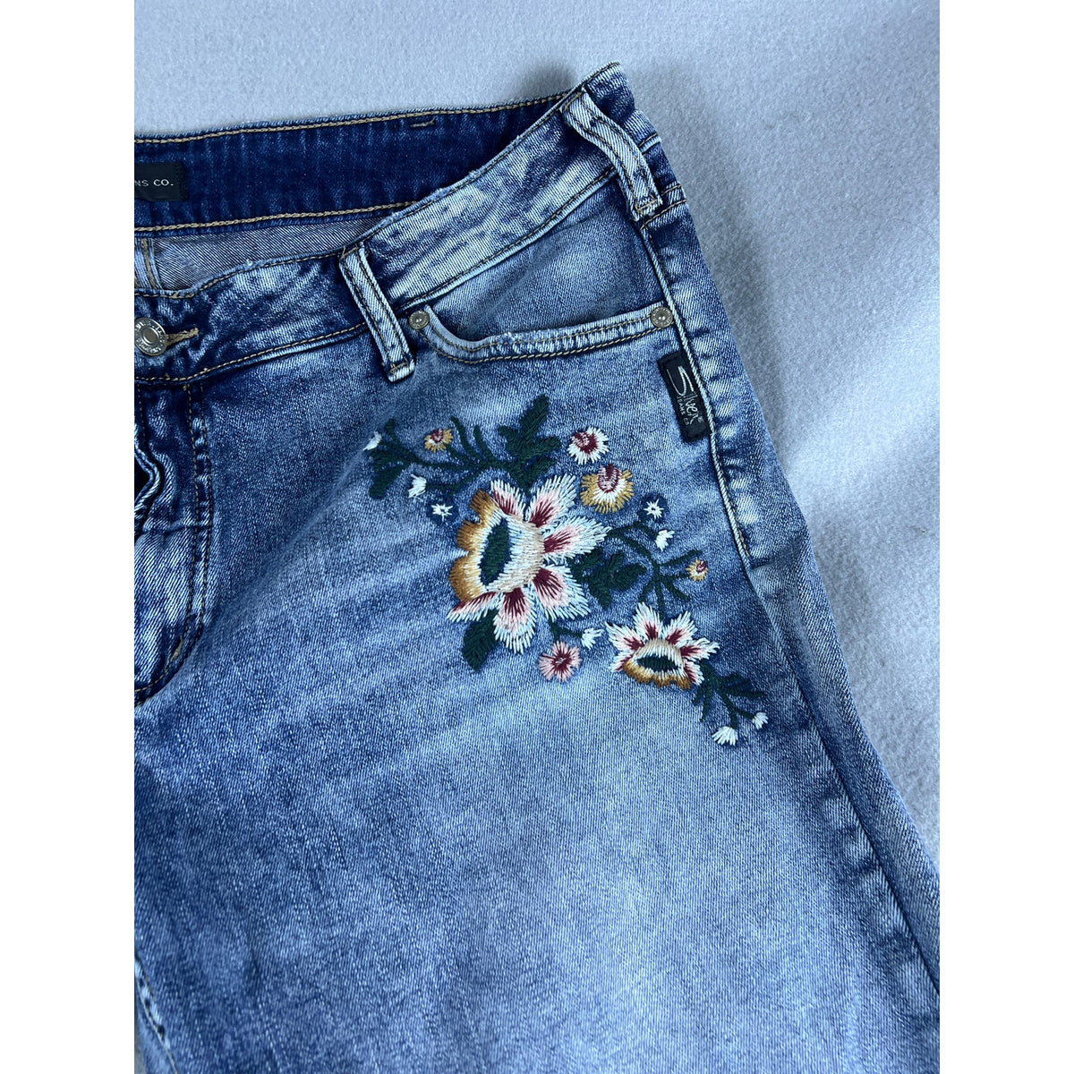Silver Jeans Floral Embroidered Skinny Womens - 38x33