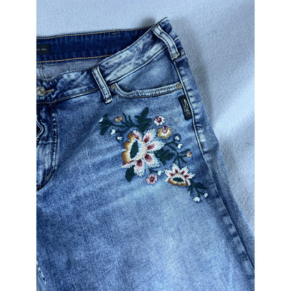 Silver Jeans Floral Embroidered Skinny Womens - 38x33