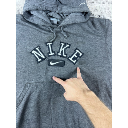 Vintage Nike Gray Spellout Hoodie - L