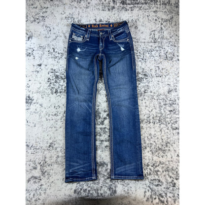 Womens Y2k Rock Revival Low Rise Jeans - 26