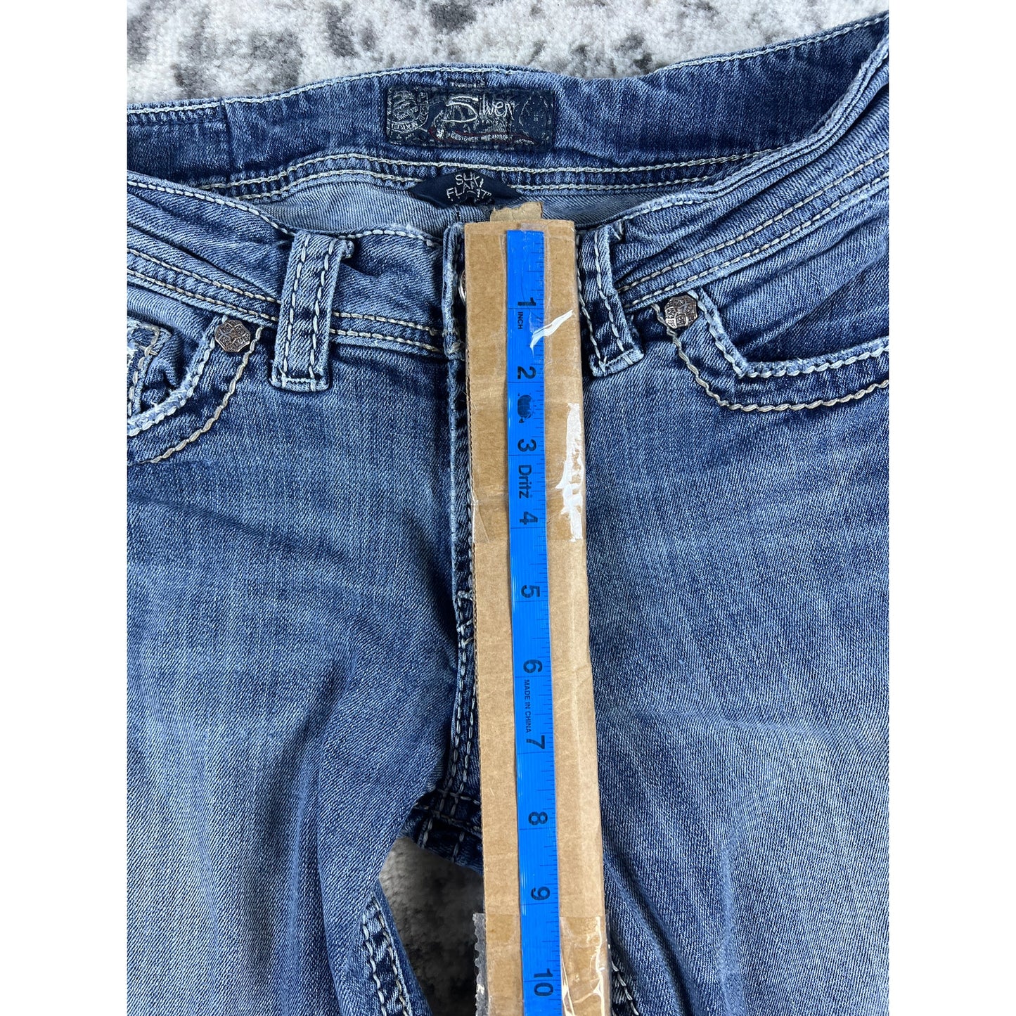 Silver Jeans Womens 27x33 Blue Suki Flap 17" Boot Thick Stitch Rockabilly Biker