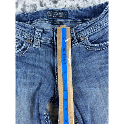 Silver Jeans Womens 27x33 Blue Suki Flap 17" Boot Thick Stitch Rockabilly Biker