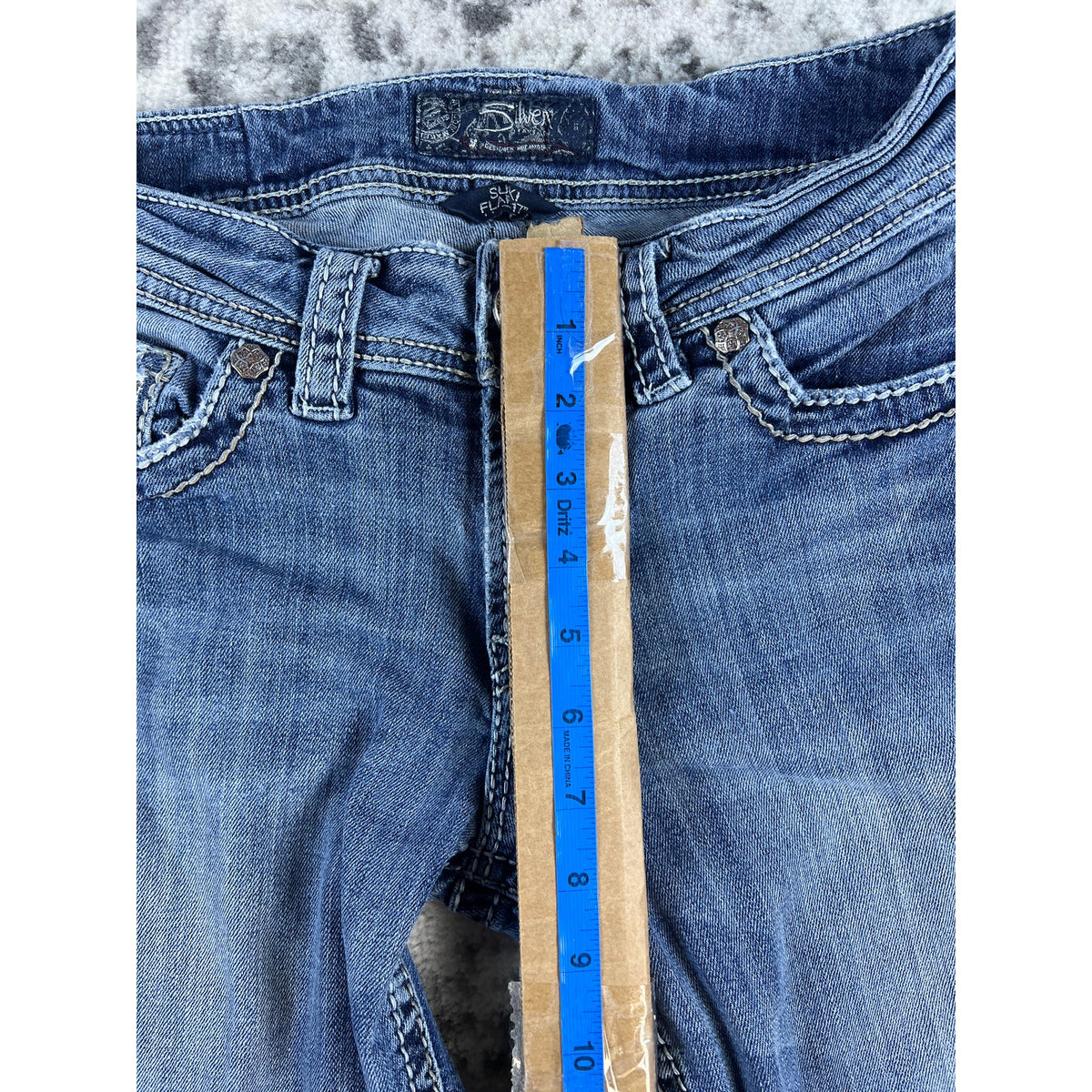 Silver Jeans Womens 27x33 Blue Suki Flap 17" Boot Thick Stitch Rockabilly Biker
