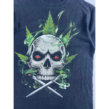 Vintage Weed Skull Joint Smoke T-Shirt - M