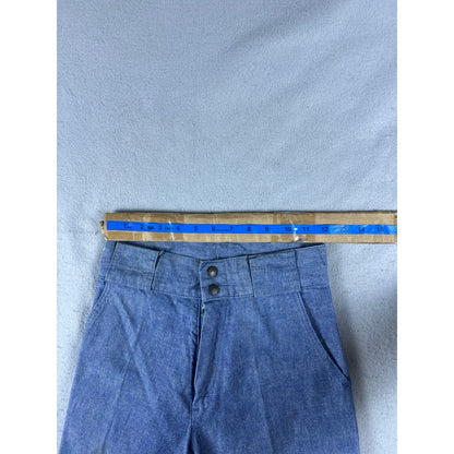 Vintage 70s Bell Bottom Chambray Flare Pants Womens - 24x32