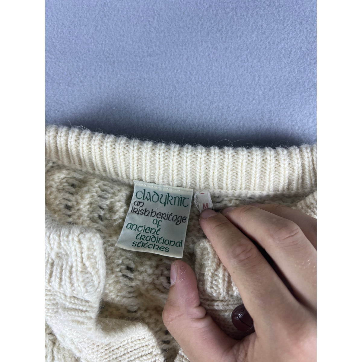 Vintage Cladyknit Wool Irish Aran Cable Knit Cardigan - M