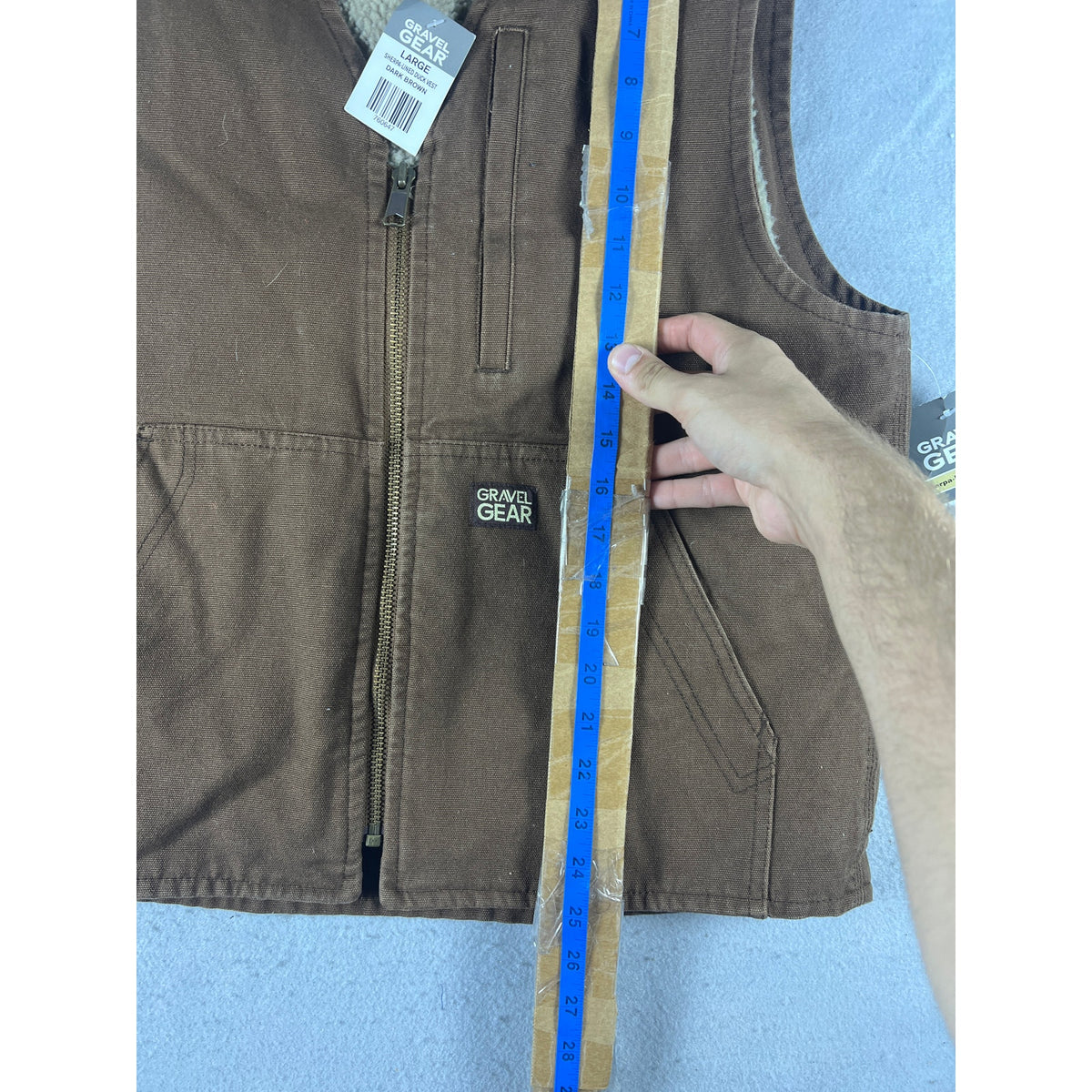 Gravel Gear Sherpa Lined Duck Canvas Workwear Vest - L