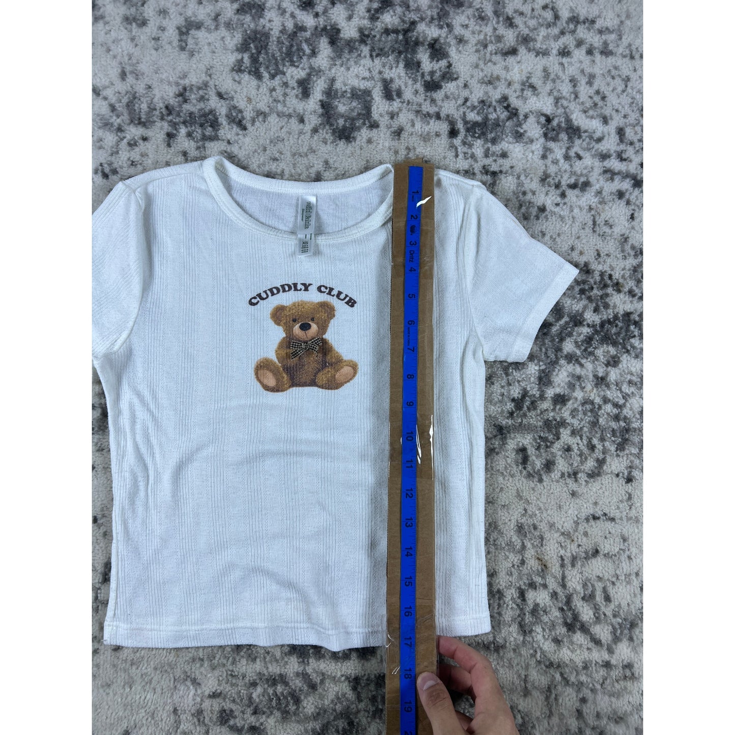 Teddy Bear T-Shirt Cuddly Cub Womens XS White Cute Graphic Tee Y2K