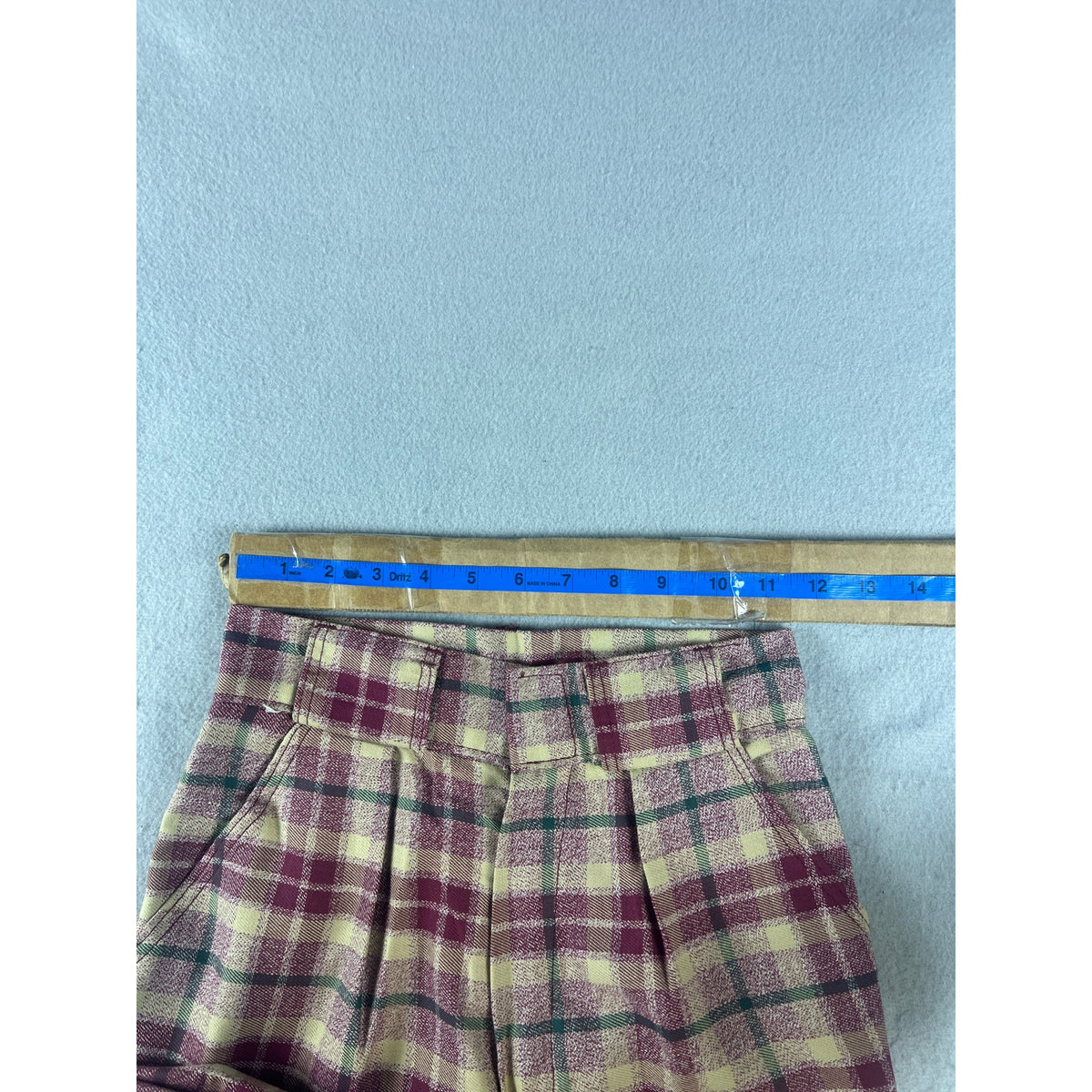 Vintage Womens High Waist Plaid Wide Leg Trousers - 23x31
