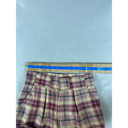 Vintage Womens High Waist Plaid Wide Leg Trousers - 23x31
