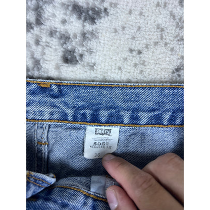 VTG Levi 505 Light Wash Denim Jean Shorts Sz 36 Made in USA 90s