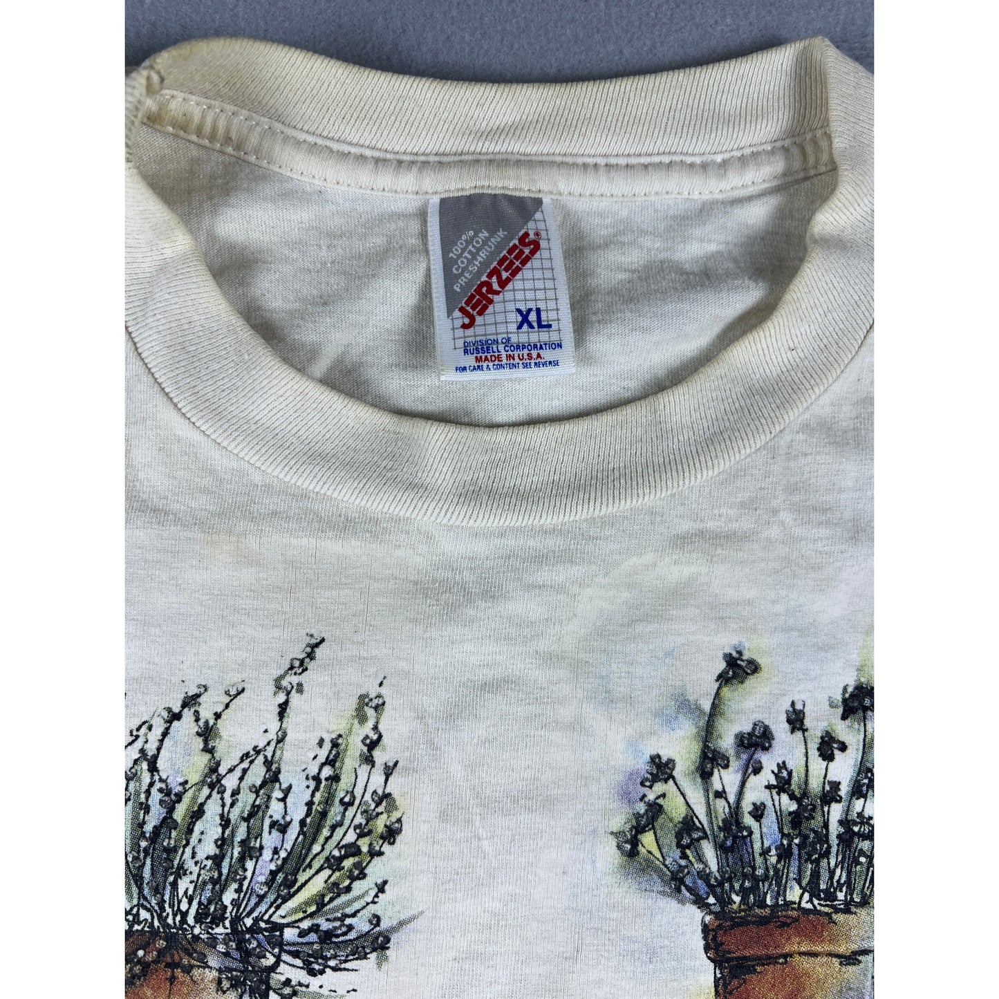 Vintage Potted Herbs Plant T-Shirt - XL