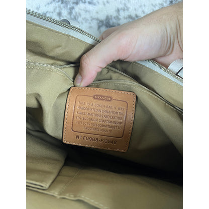 Vintage Coach Signature Framed Tote Hand Bag Purse Khaki 90s