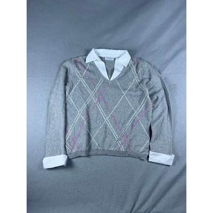 Vintage Villager Argyle Preppy Sweater Womens - M