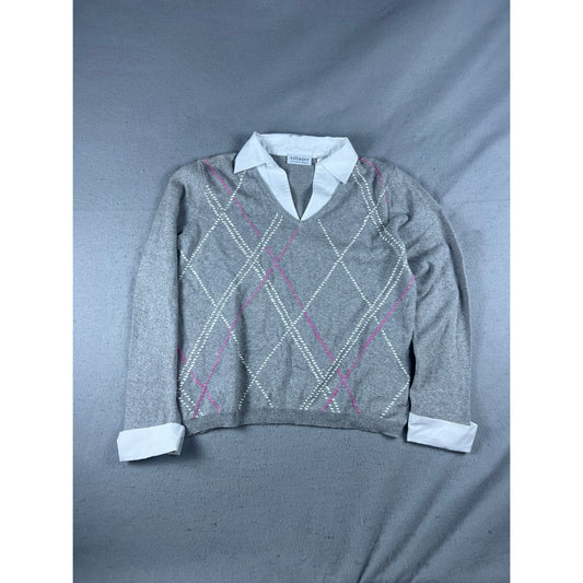 Vintage Villager Argyle Preppy Sweater Womens - M