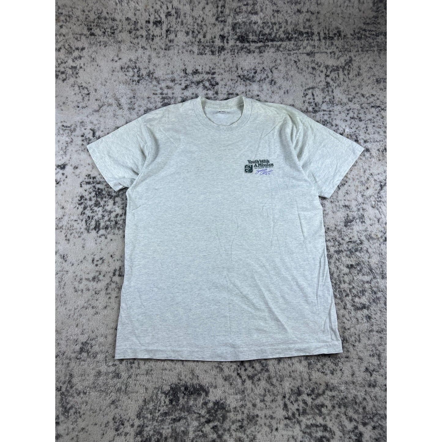 Vintage Jesus T-Shirt Mens XL Heather Gray Youth With A Mission Fruilt of the loom