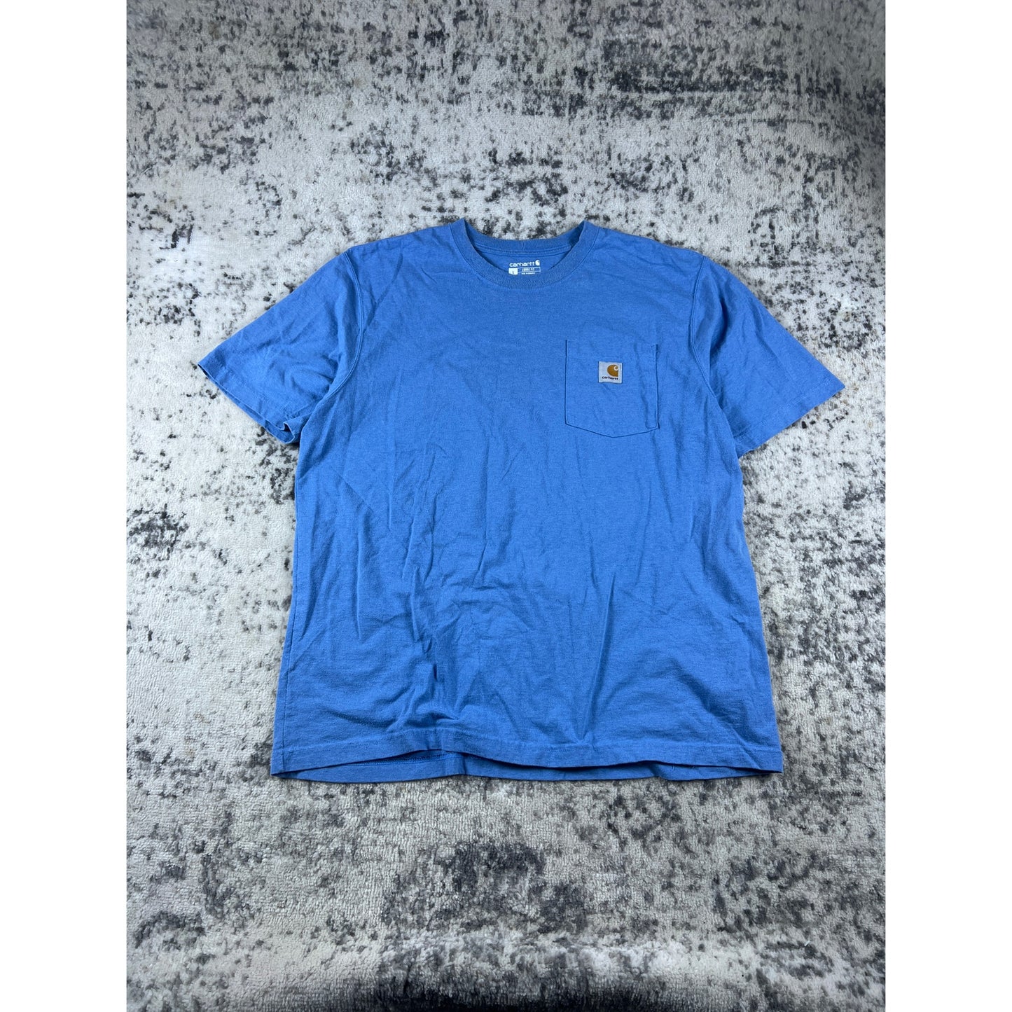 Carhartt T-Shirt Mens L Blue Crew Neck Loose Fit K87 Pocket Tee Classic Workwear