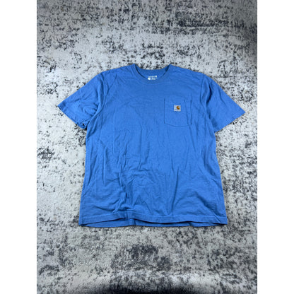 Carhartt T-Shirt Mens L Blue Crew Neck Loose Fit K87 Pocket Tee Classic Workwear
