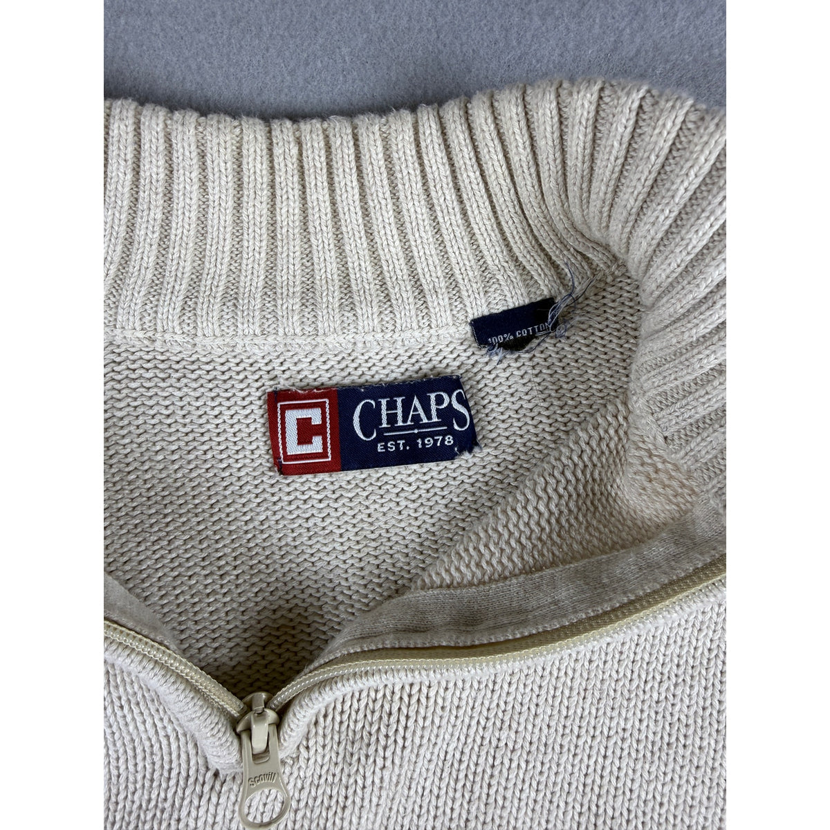 Chaps 1/4 Zip Preppy Sweater - M