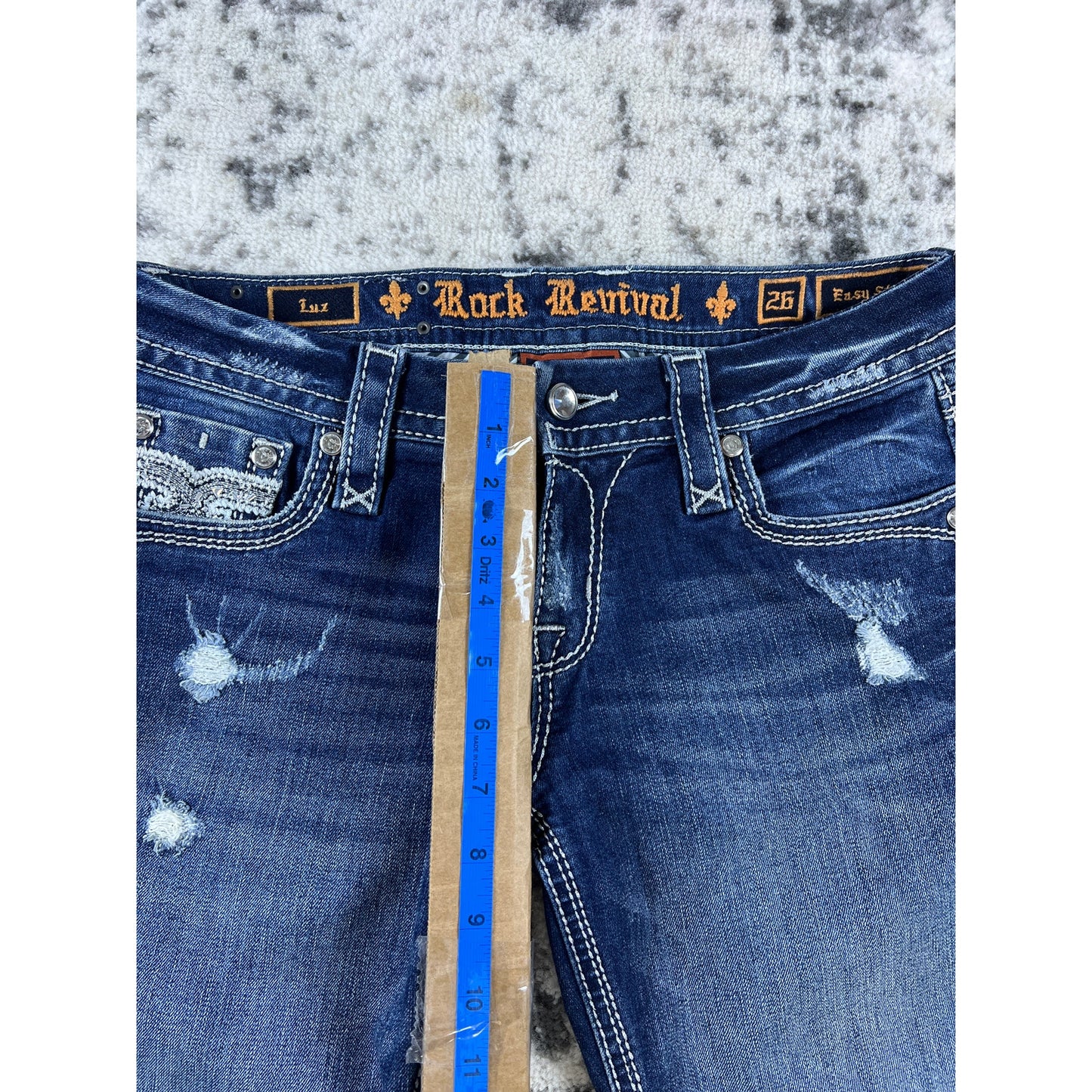 Womens Y2k Rock Revival Low Rise Jeans - 26