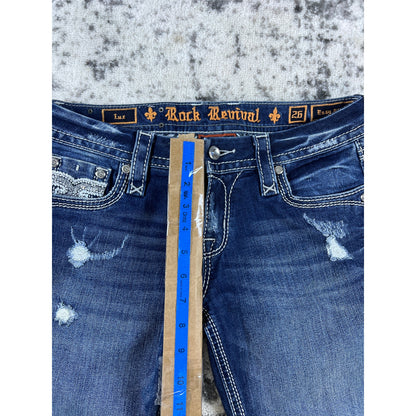 Womens Y2k Rock Revival Low Rise Jeans - 26