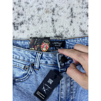 Ed Hardy Crawling Tiger Wide Leg Jeans - 30