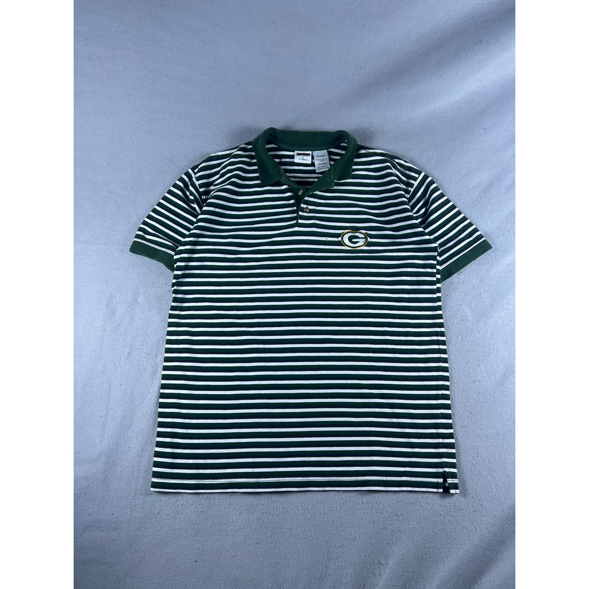 Vintage 90s Green Bay Packers Striped Polo Shirt - L