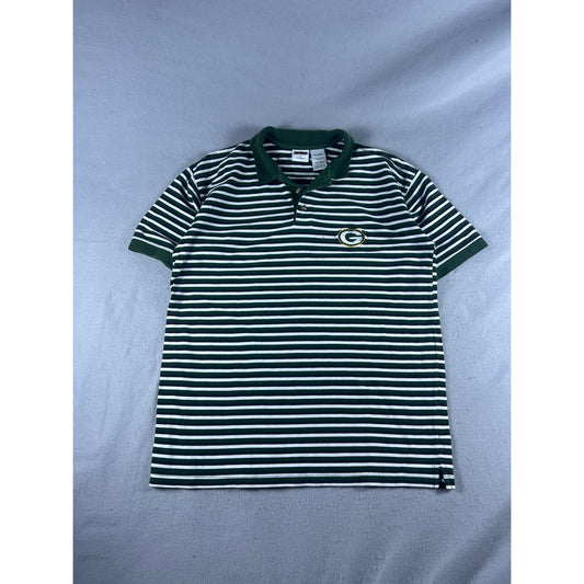 Vintage 90s Green Bay Packers Striped Polo Shirt - L