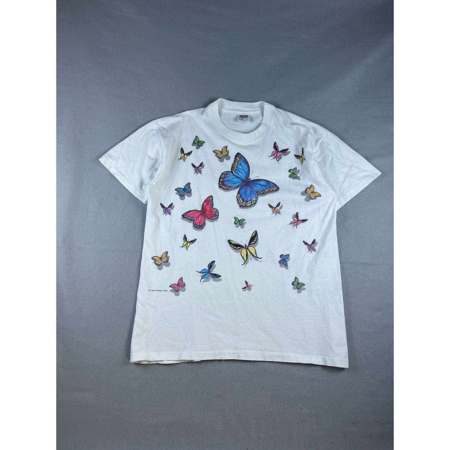 Vintage 1996 Human-i-Tees Butterfly T-Shirt - L