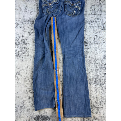 Silver Jeans Womens 27x33 Blue Suki Flap 17" Boot Thick Stitch Rockabilly Biker