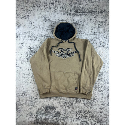 Vintage TOP Heavy Beige Dragon Hoodie Medium Embroidered Graphic