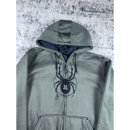 Y2k Spider Full Zip Grey Hoodie - L